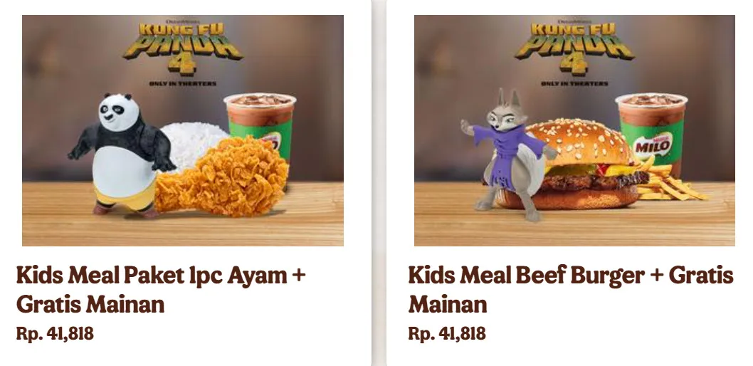 Paket Kids Meal King Jr ala Burger King GRATIS Mainan Kung fu Panda 4