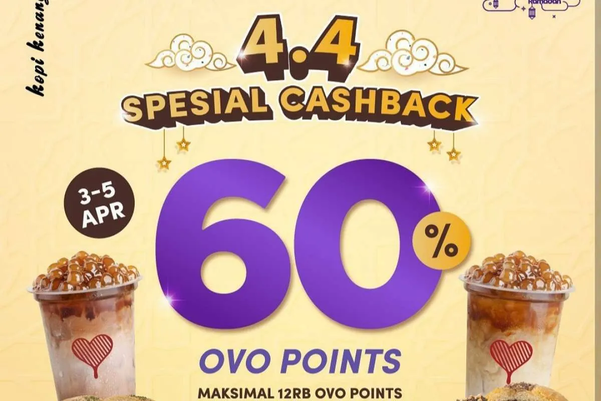Promo 4.4 Kopi Kenangan 3-5 April 2022, Ada Spesial Cashback 60% OVO Points
