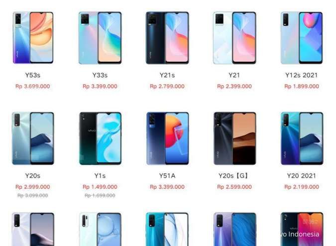 Daftar harga HP Vivo 2021 dari Y Series, seri termurah dan terpopuler