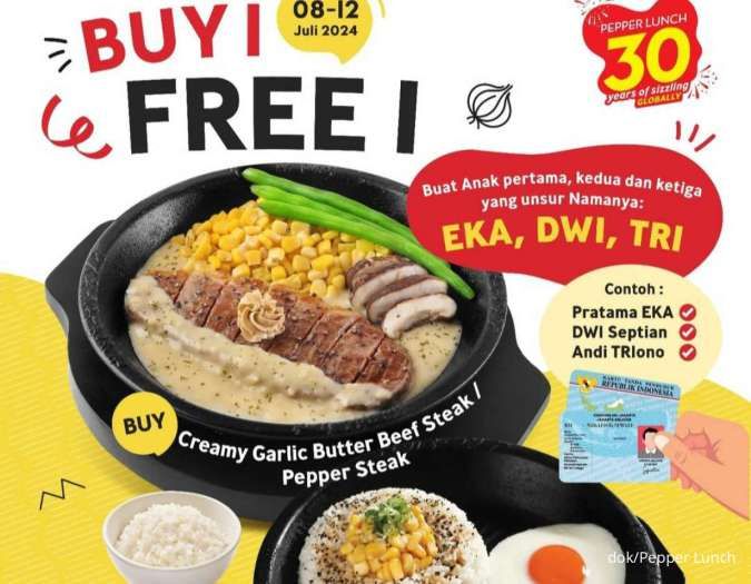 Promo Pepper Lunch 8-12 Juli 2024, Buy 1 Free 1 Steak Sapi atau Ayam