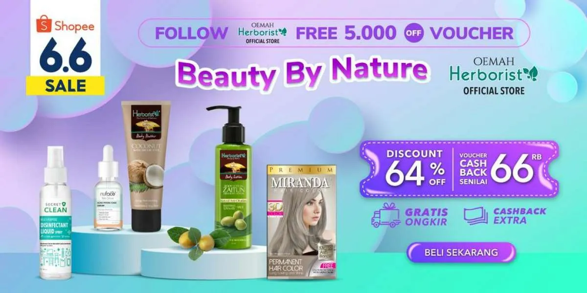 Promo Herborist 6.6, Diskon s/d 64% untuk Belanja Produk Perawatan Wajah dan Tubuh