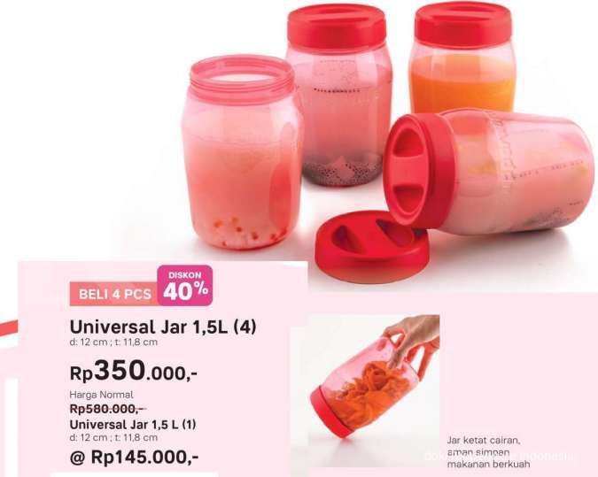 Potongan harga Universal Jar hingga Rp 200.00 di katalog promo Tupperware Maret 2021