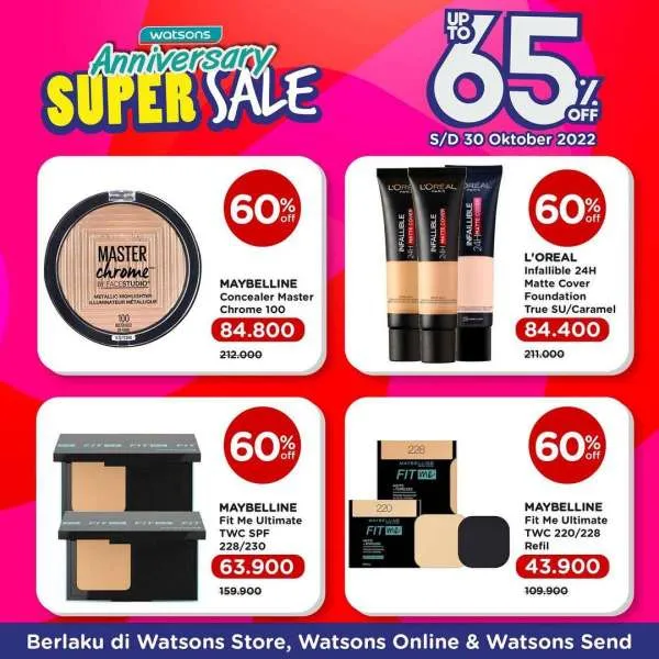 Promo Watson Anniversary Super Sale Periode sampai 30 Oktober 2022