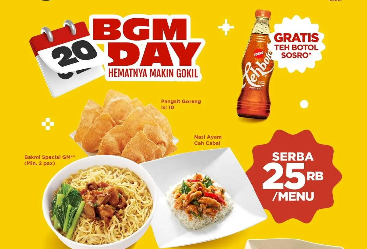 Promo Bakmi GM BGM Day 17–19 Oktober, Menu Mulai Rp 20.000-an Free Teh Botol