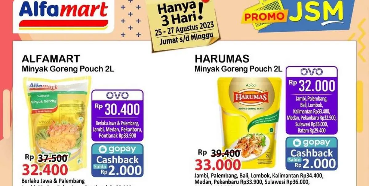 Promo JSM Alfamart 25-27 Agustus 2023, Minyak Goreng Lebih Murah Lewat OVO dan Gopay