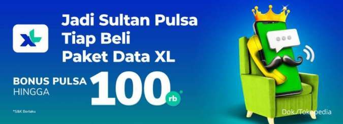 Promo Tokopedia Maret 2022, Beli Paket Data XL Bonus Pulsa Hingga 100 Ribu!