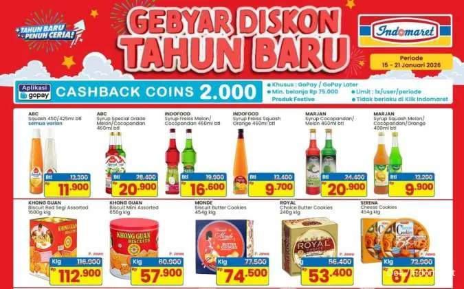 Gebyar Diskon Tahun Baru Indomaret 15-21 Januari 2026, Sirup-Biskuit Kaleng Murah!