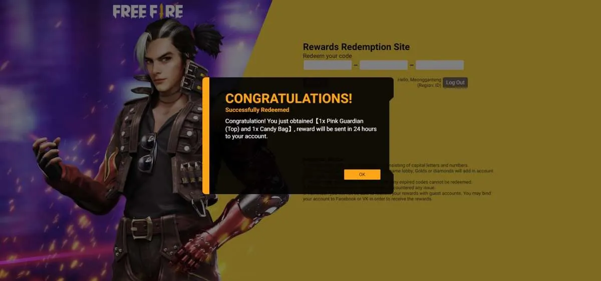 Kode redeem FF update terbaru September 2021, dapatkan Pink Guardian & Candy Bag 