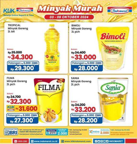 Promo Minyak Goreng Murah di Indomaret 3-9 Oktober 2024