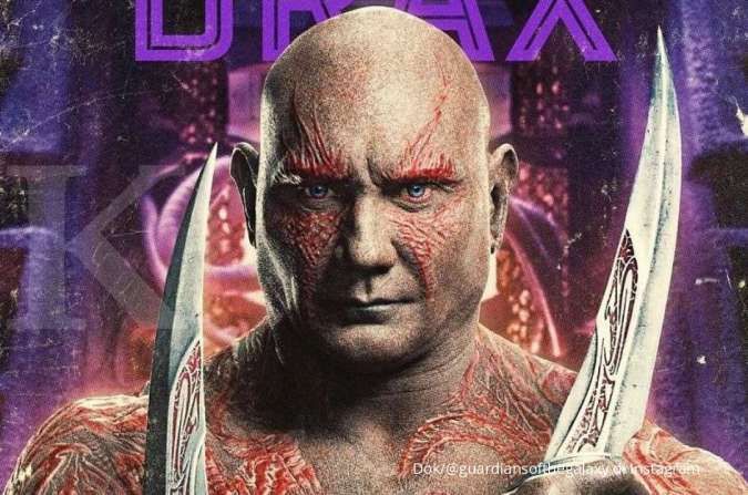Dave Bautista sebagai Drax di Guardians of The Galaxy produksi Marvel Studios.