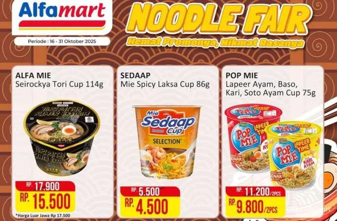 Promo Alfamart Noodle Fair Periode 16-31 Oktober 2025, Pop Mie Beli 2 Lebih Hemat