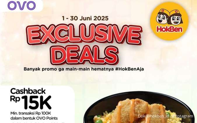 Promo HokBen dan OVO Terbaru 1-30 Juni 2025, Dapatkan Cashback Rp 15.000