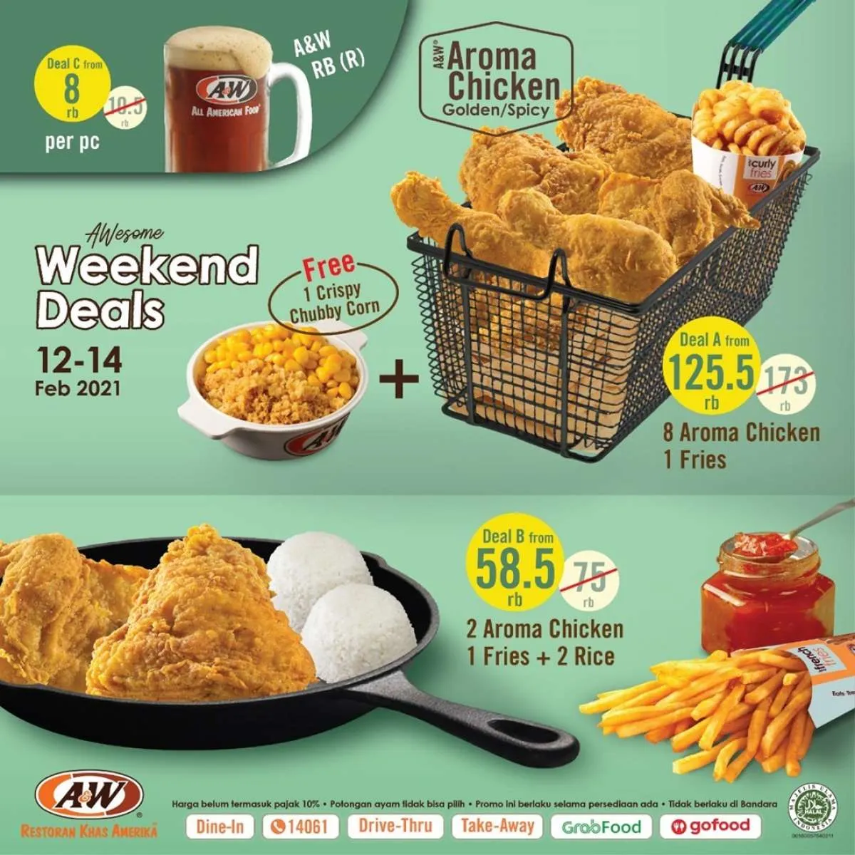 Promo A&W periode 12-14 Februari 2021, Awesome Weekend Deals mulai Rp 8.000!