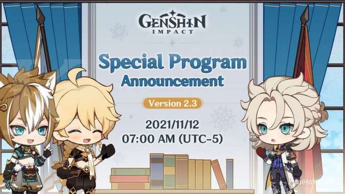 Jadwal acara livestream Genshin Impact versi 2.3