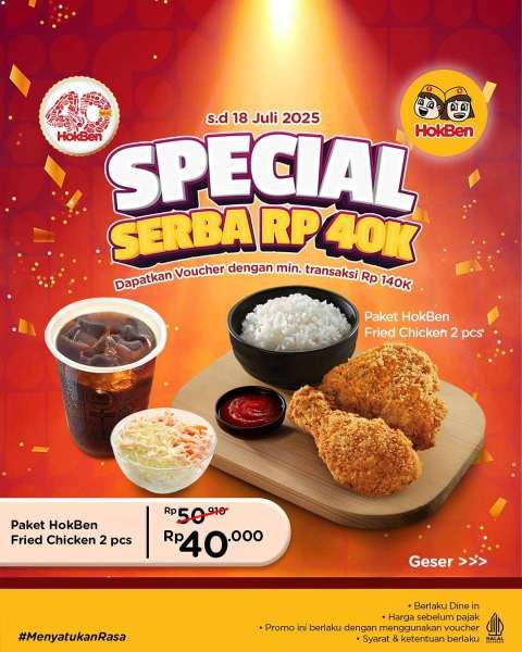 Promo HokBen HUT 40 Tahun Sampai 18 Juli 2025