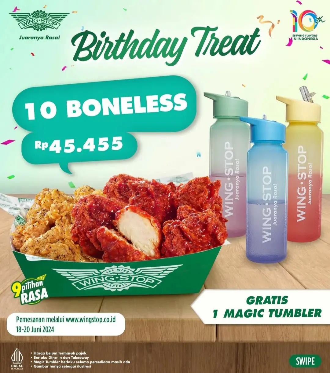 Promo Makanan edisi 18-20 Juni 2024 Wingstop, Dunkin, Golden Lamian