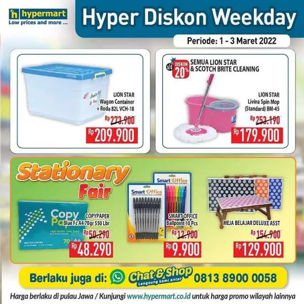 Promo Hypermart untuk Hyper Diskon Weekday Terbaru 1-3 Maret 2022