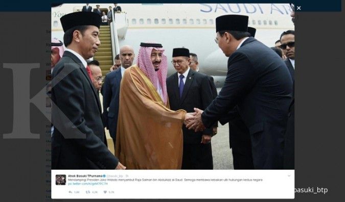 Ahok ikut dampingi Jokowi sambut Raja Salman