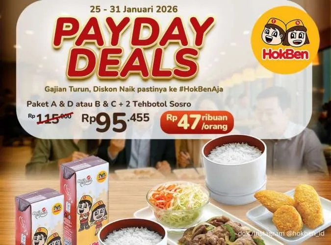 Gajian Untung! Promo HokBen Payday Bikin Makan Berdua Lebih Hemat Perut Kenyang