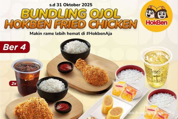Promo Bundling Ojol HokBen Fried Chicken Oktober 2025, Mulai Rp 33.000-an Per Orang