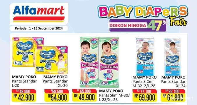 Promo Alfamart Baby Diapers Fair Terbaru, Popok Sweety-Mamy Poko Diskon s/d 47%