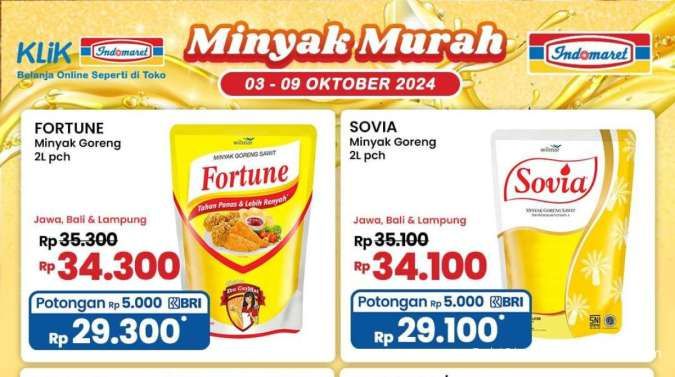 Promo Minyak Goreng di Indomaret-Alfamart & Superindo, Fortune dan Sovia Lebih Murah