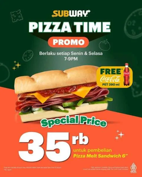 Promo Subway Pizza Time Senin dan Selasa
