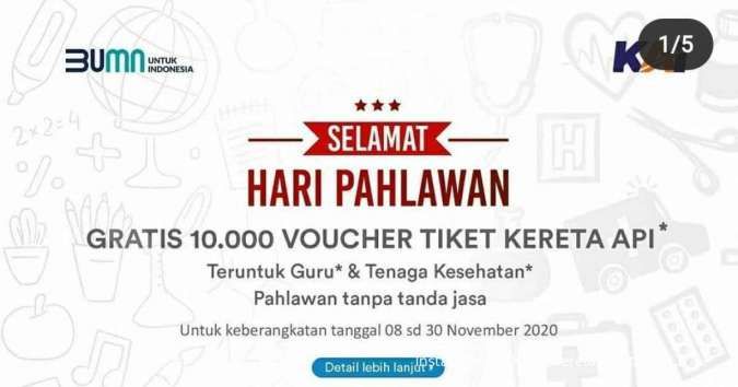 Ada voucher promo tiket keretaapi spesial Hari Pahlawan, 10 November 2020!