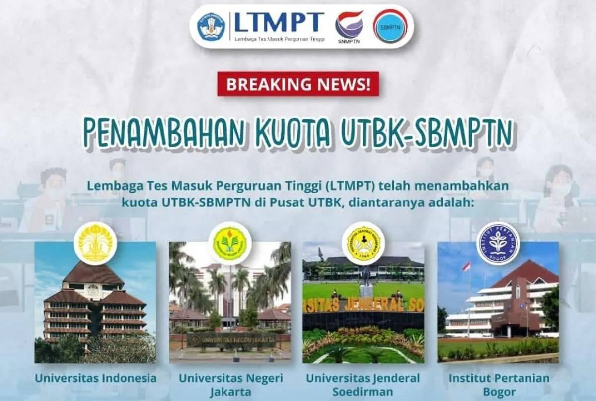 Pendaftar banyak, kuota di pusat UTBK-SBMPTN 2021 UI, UNJ, Unsoed & IPB ditambah