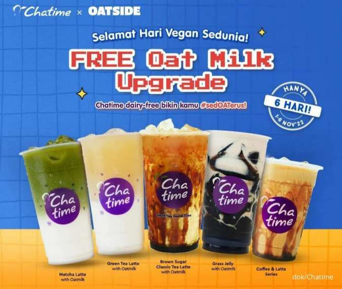 Promo Chatime x Oatside Spesial Hari Vegan Hadirkan Gratis Topping Oat Milk