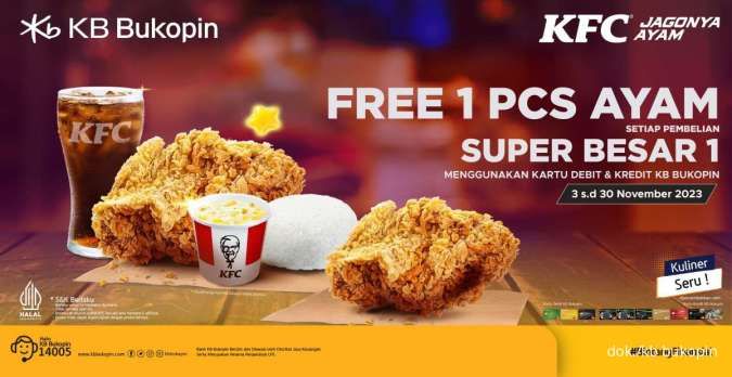 Promo KFC x KB Bukopin 3-30 November 2023, Gratis 1 Potong Ayam Goreng