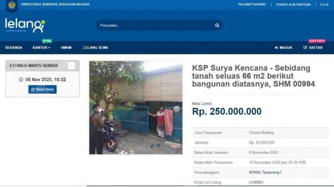 Lelang rumah sitaan bank hanya Rp 250 juta di Tangerang