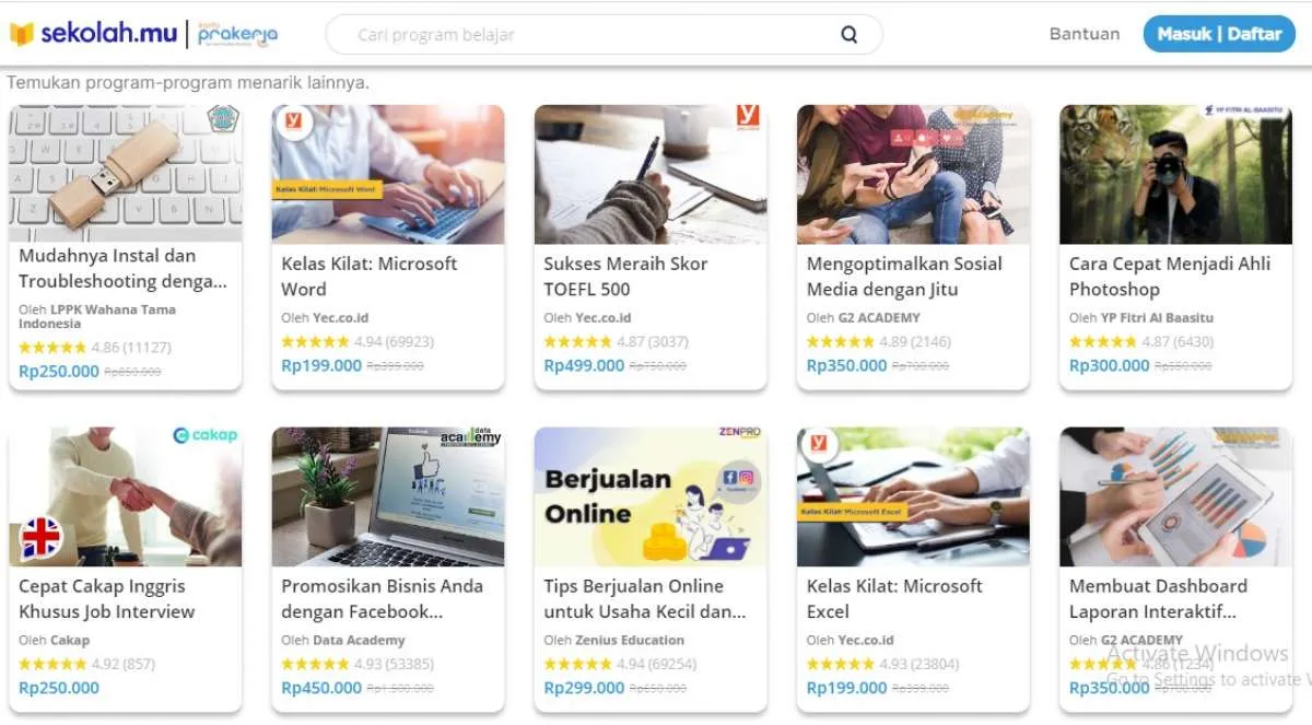 ​Tahapan membeli pelatihan Prakerja di Sekolah.mu