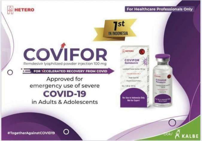 Harga obat Covifor yang dipasarkan Kalbe Farma (KLBF) turun jadi Rp 1,5 juta per vial