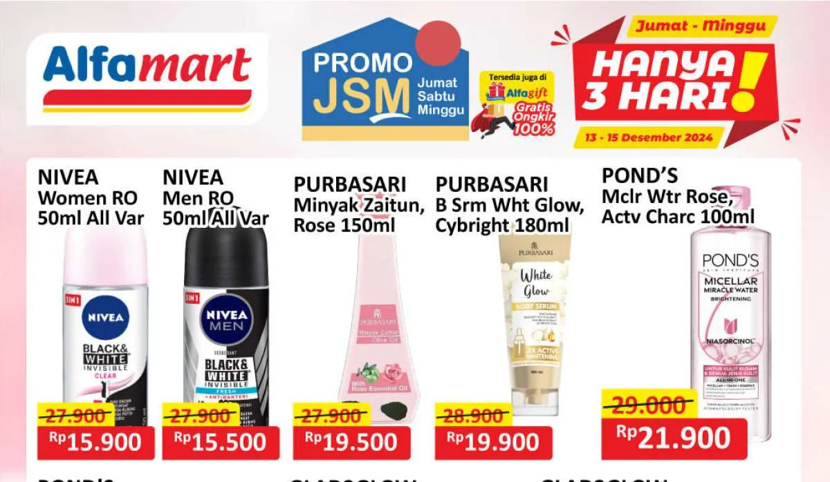 Promo JSM Alfamart Berakhir Hari Ini, Potongan Harga Deodorant hingga Micellar Water