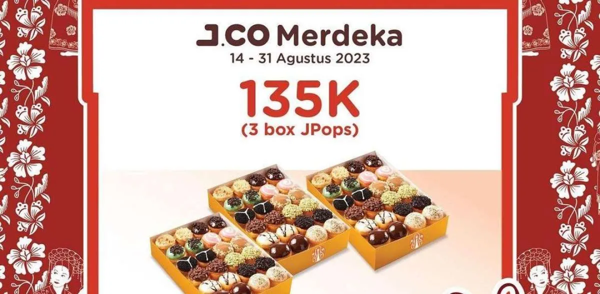 Promo J.CO Merdeka Sampai Akhir Agustus 2023, 3 Kotak JPop & 2 Minuman Harga Spesial