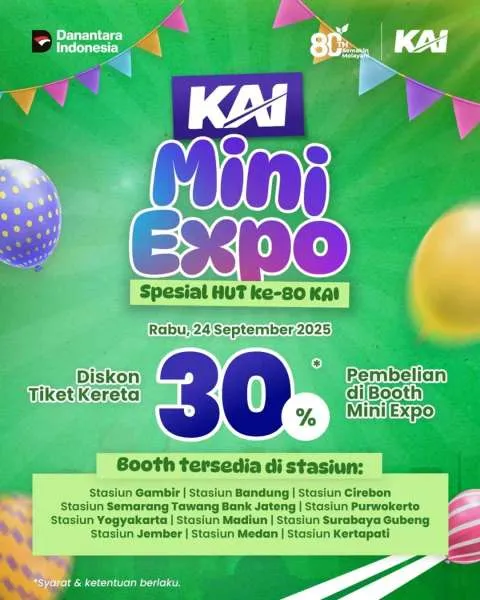 Promo HUT ke-80 KAI Birthday Sale Diskon 30%