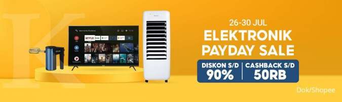 Promo Shopee Elektronik Payday Sale, Cashback 50 Ribu Hingga Diskon 90%