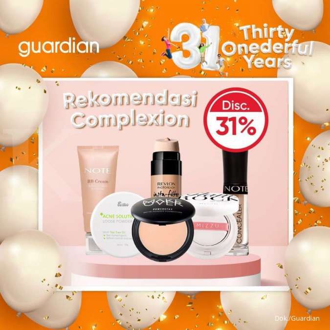 Promo Guardian Terbaru, Produk Complexion Wajah Diskon 31% Hingga 22 September 2021