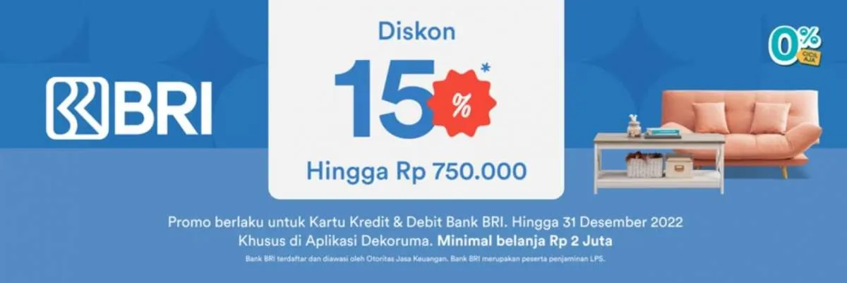 Promo Dekoruma dan BRI, Beli Furnitur Dapat Diskon Rp 750.000!