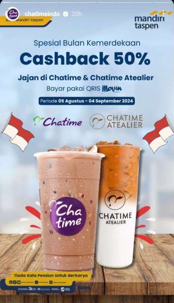 Promo Chatime Spesial Kemerdekaan dengan Mandiri Taspen