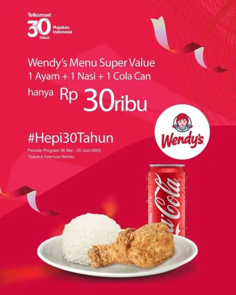 Promo Wendys Hepi 30 Tahun Telkomsel