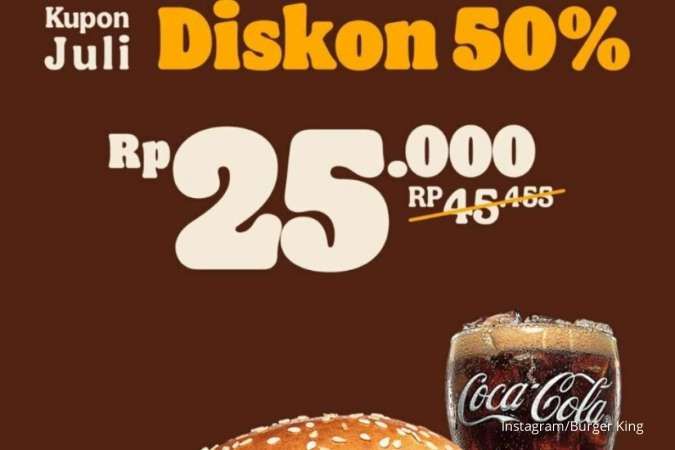 Promo Burger King 1-31 Juli 2022, Kupon Juli Diskon 50% Edisi Menu Paket Pilihan