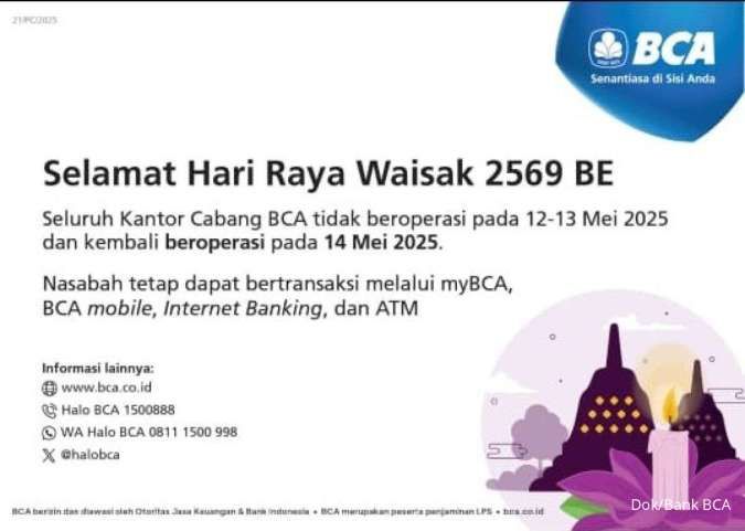 Jadwal Operasional BCA Selama Libur dan Cuti Bersama Hari Raya Waisak 2025