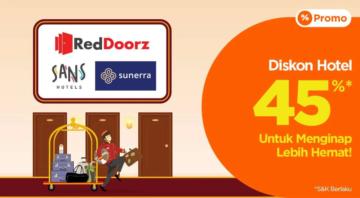 Promo PegiPegi Hotel RedDoorz, SANS & Sunerra Diskon 45% Hingga 21 Oktober 2021