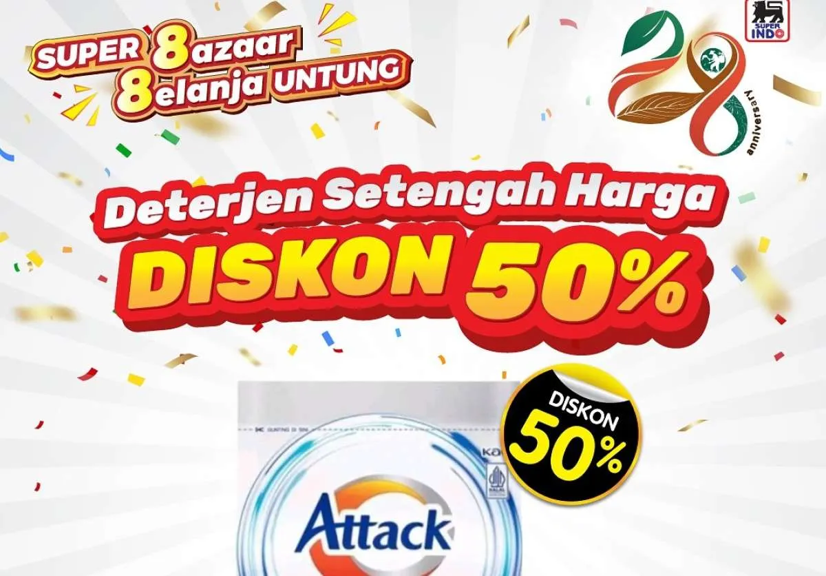 Promo 8.8 Superindo 8 Agustus 2025, Deterjen Setengah Harga Diskon 50%