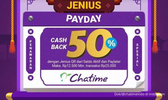 Promo Chatime Payday September dengan Jenius dan BCA, Cashback 50% dan Harga Spesial