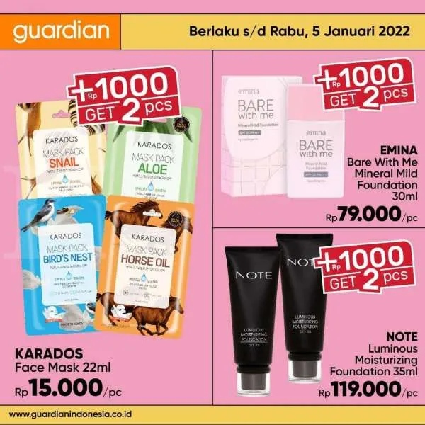 Promo Guardian +1000 Get 2 Pcs