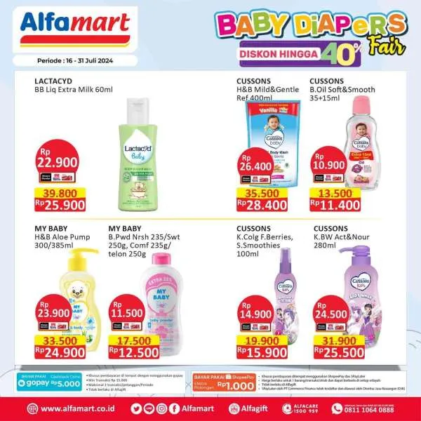 Promo Alfamart Baby Diapers Fair Diskon s/d 40% Periode 16-31 Juli 2024