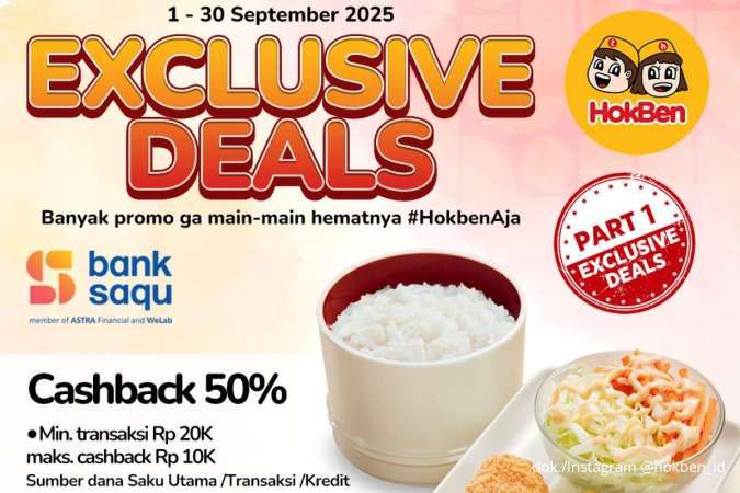 Promo HokBen x Bank Saqu September 2025, Beli Menu Favorit Dapat Cashback 50%